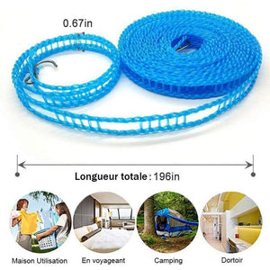 Corde à linge portable pour l'extérieur et la maison