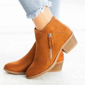 Bottines à talon épais et fermeture éclair latérale pour femmes