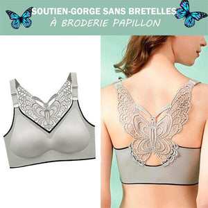 Soutien-gorge sans bretelles à broderie papillon