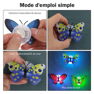 Autocollant papillon lumineux LED (10 pièces)- Couleurs expédiées au hasard