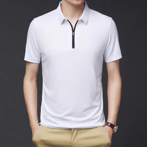 Polo en soie glacée pour hommes à la mode