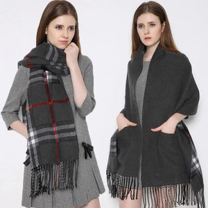 Hiver Femmes Châle à Plaid avec Poches