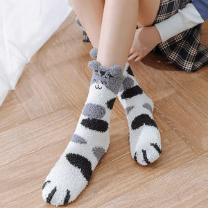 Chaussettes peluches patte de chat