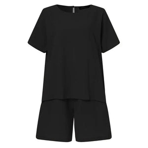 Costume de couleur unie ample et confortable (T-shirt+ short)