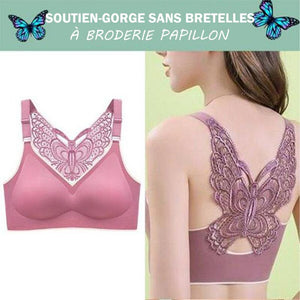 Soutien-gorge sans bretelles à broderie papillon