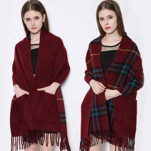 Hiver Femmes Châle à Plaid avec Poches