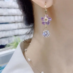 Boucles d'oreilles avec cristal de fleur à la mode