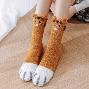 Chaussettes peluches patte de chat