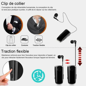 Oreillette Bluetooth à clip pour collier
