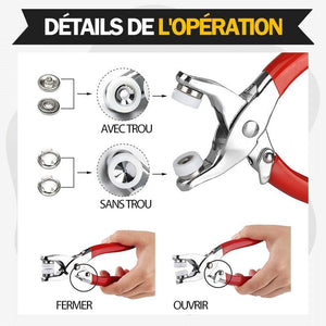 Bouton pression en métal avec pince de fixation