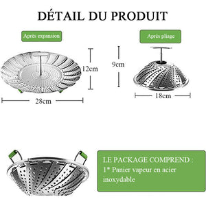 Panier vapeur en acier inoxydable pour la cuisson