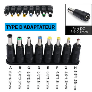 8 en 1 Adaptateur d'alimentation DC universel