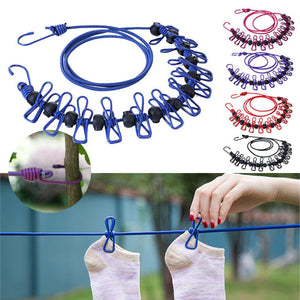 Corde à linge élastique avec clips