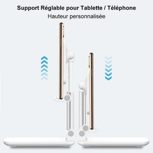 Support de Tablette/Téléphone Portable Réglable Pliable