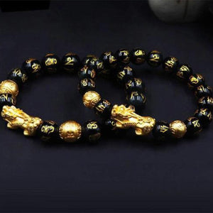 Bracelet de perle Feng Shui obsidienne Pixiu