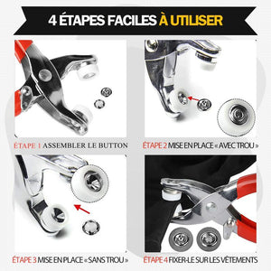 Bouton pression en métal avec pince de fixation