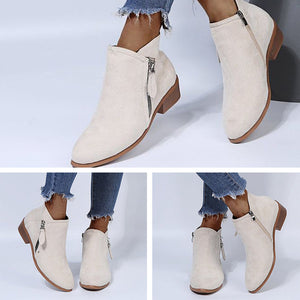 Bottines à talon épais et fermeture éclair latérale pour femmes