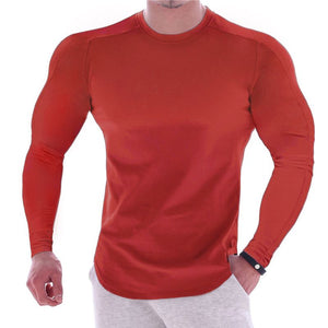 T-shirt en col rond à manches longues couleur unie