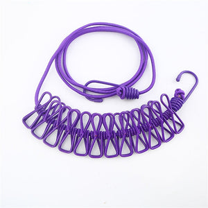 Corde à linge élastique avec clips