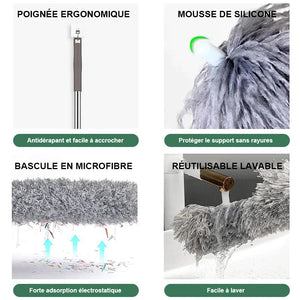 Plumeau en microfibre incurvé lavable rétractable