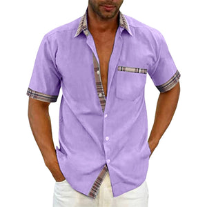 Chemise décontractée à col écossais pour hommes