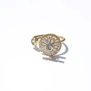 Bague tournante pour le soulagement de l'anxiété en cristal