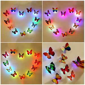 Autocollant papillon lumineux LED (10 pièces)- Couleurs expédiées au hasard