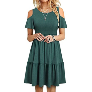 Robe de mode à manches courtes et épaules dénudées