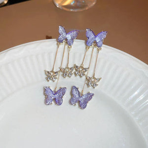 Boucles d'oreilles papillon violet