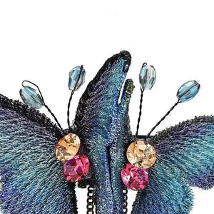 Tempérament Papillon Pince à cheveux à pompon strass