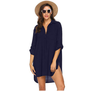 Robe chemise élégante à col en V