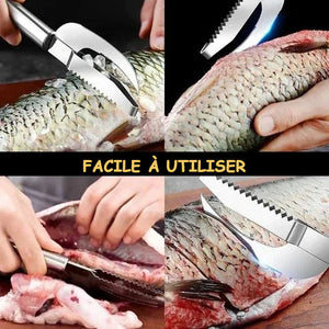 Couteau pour enlever les écailles poisson couper/gratter/creuser 3-en-1