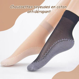 Chaussettes soyeuses en coton antidérapant ( 5 paires )